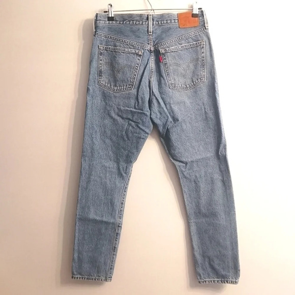 Levi's Premium 501 Skinny Jeans Nice as Pie Blue Distressed High Rise Ankle 28 - Picture 3 of 16